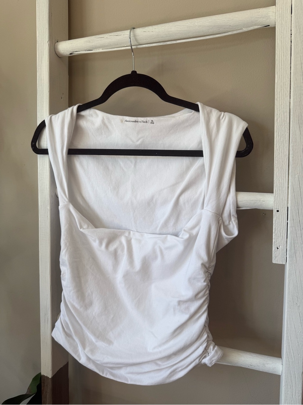 Abercrombie & Fitch White Ruched Square-Neck Tank